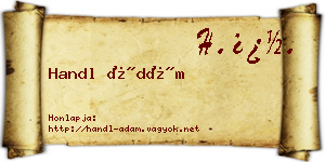 Handl Ádám névjegykártya